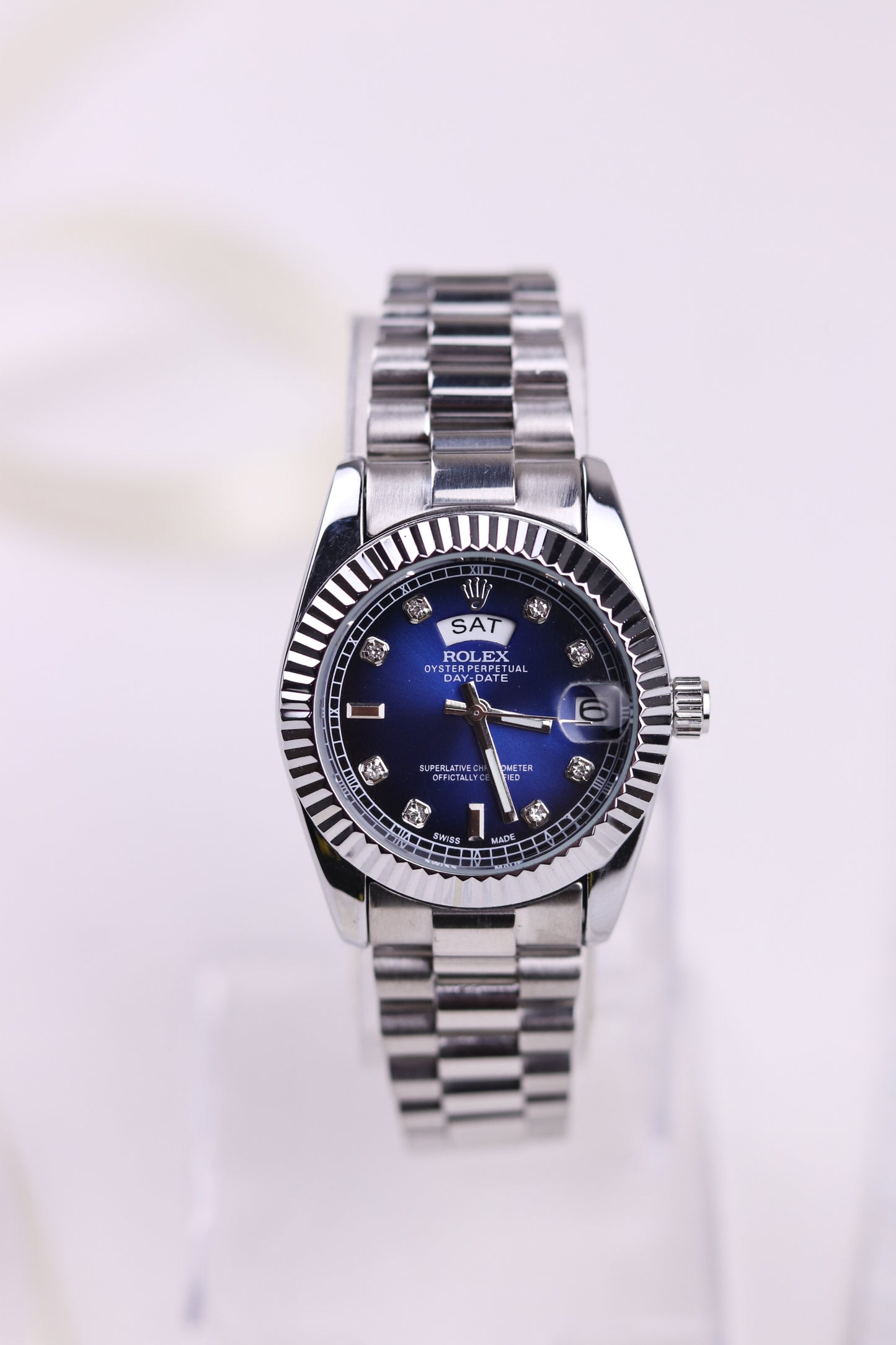 Ro-lex Blue Titan Day-Date Watch