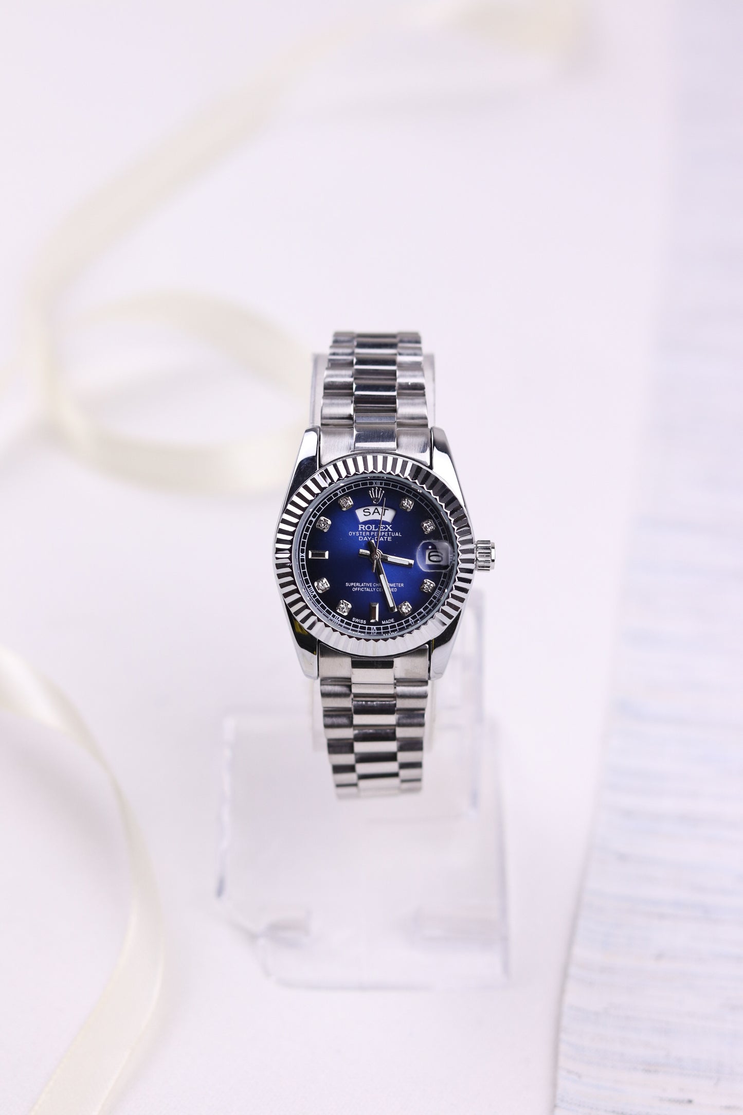Ro-lex Blue Titan Day-Date Watch