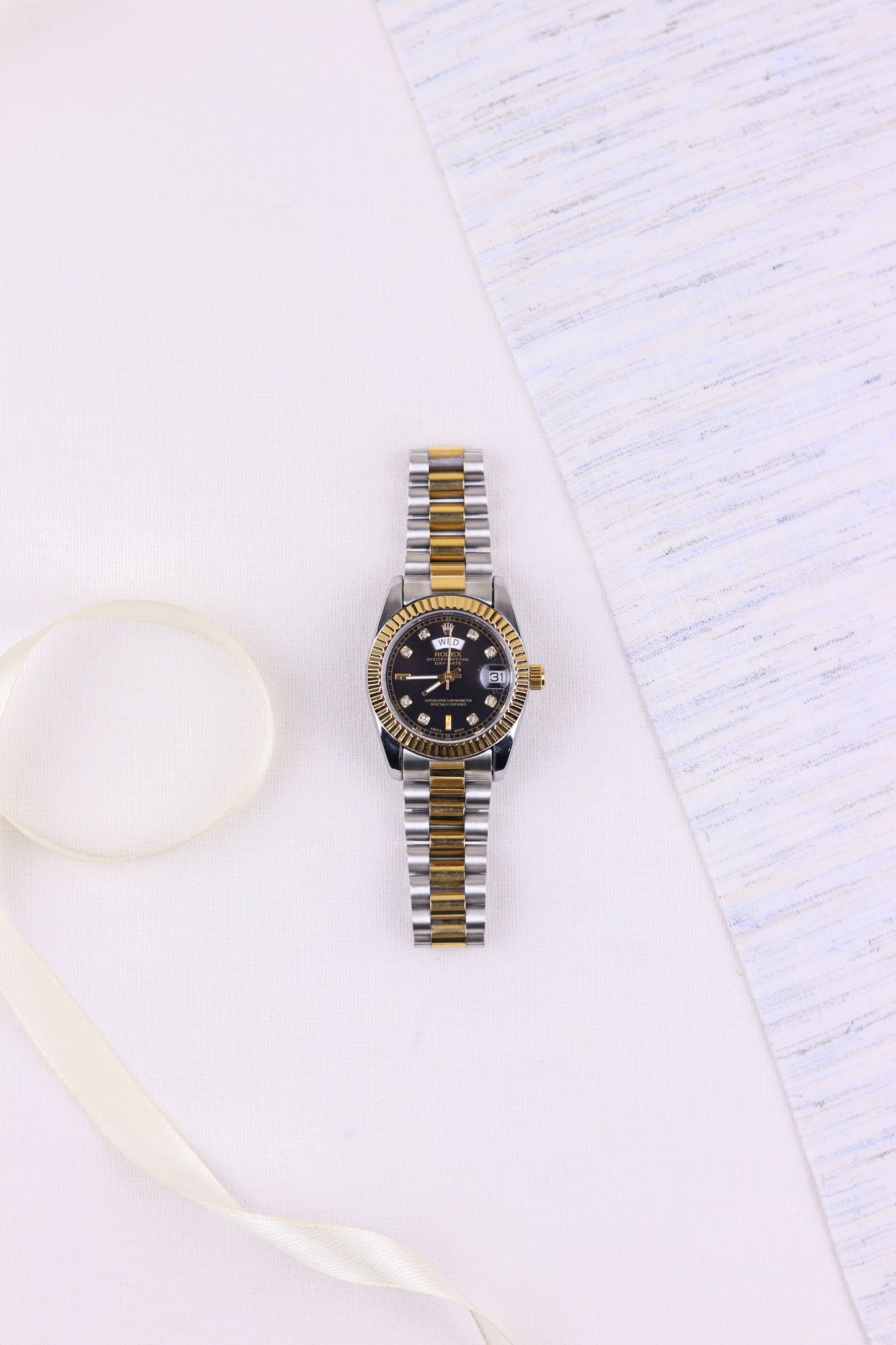 Ro-lex Black Gold Majesty Day-Date Watch