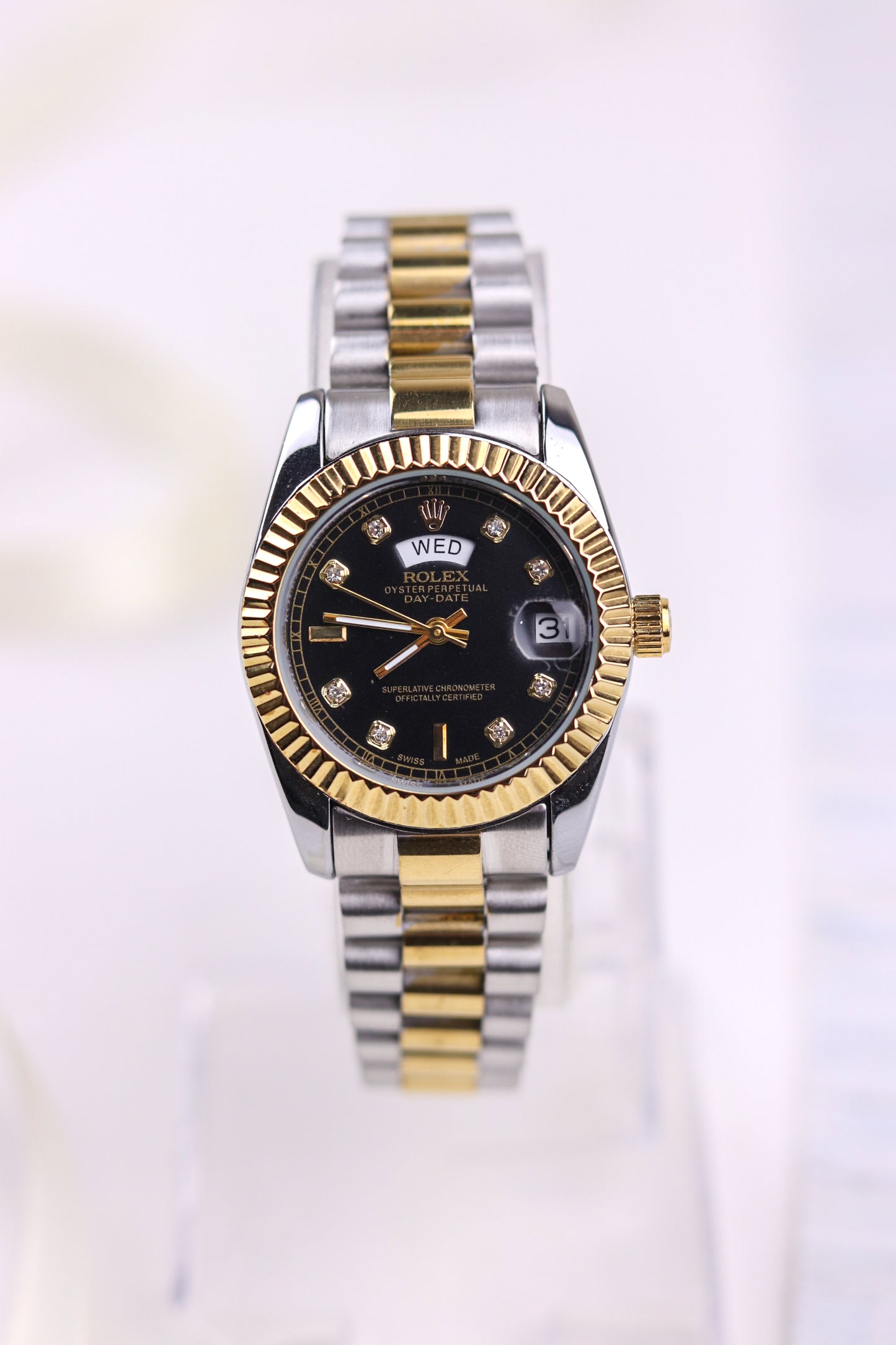 Ro-lex Black Gold Majesty Day-Date Watch