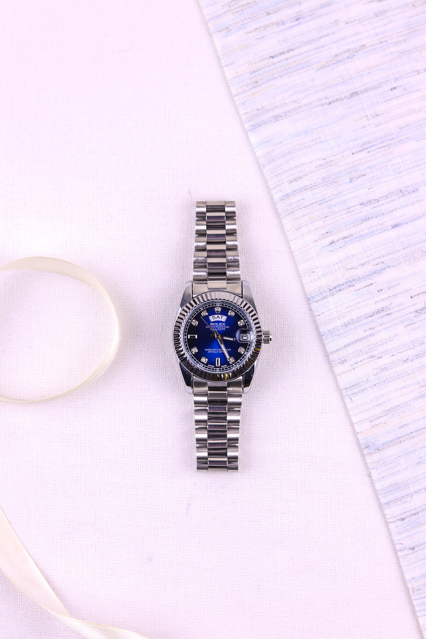 Ro-lex Blue Titan Day-Date Watch