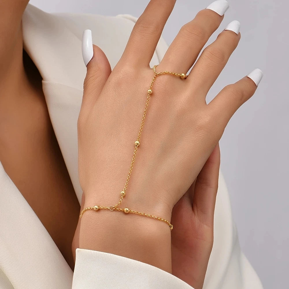 Gold plated Beaded Ring Bracelet