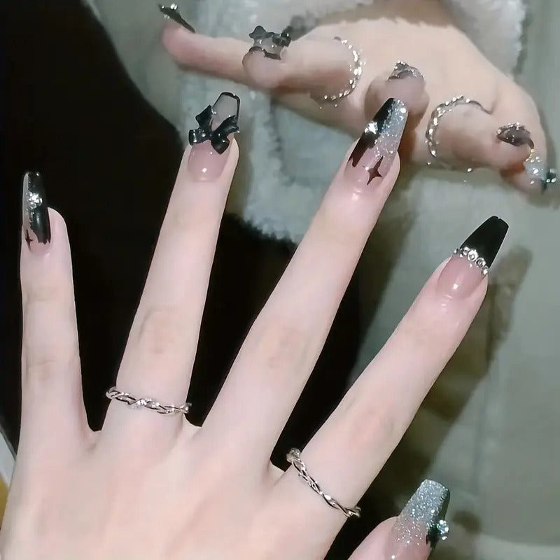 Midnight Sparkle Nails