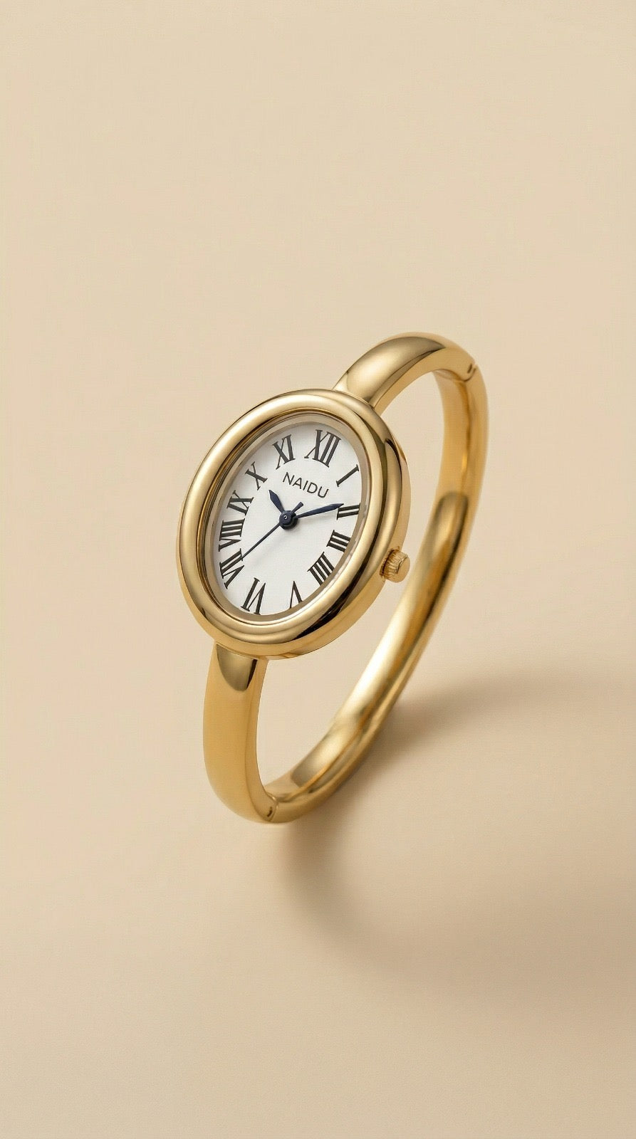 Golden Watch Bangle - White Dial