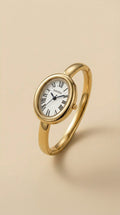Golden Watch Bangle - White Dial