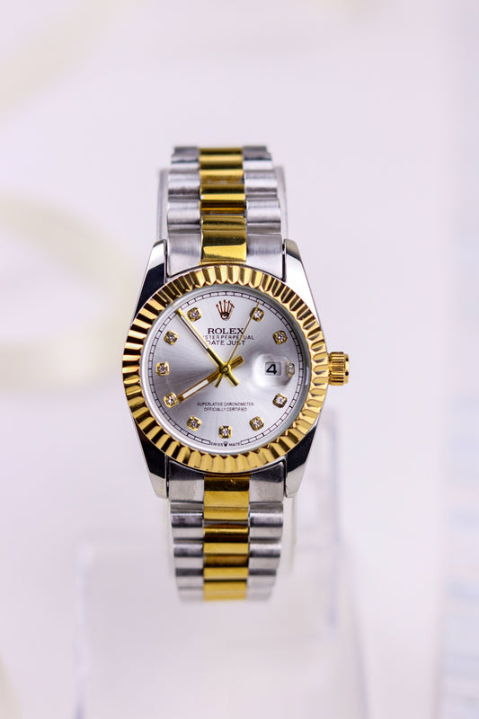 Rol-ex Diamond Dial Delight DateJust Women Watch - Fluted Bezel