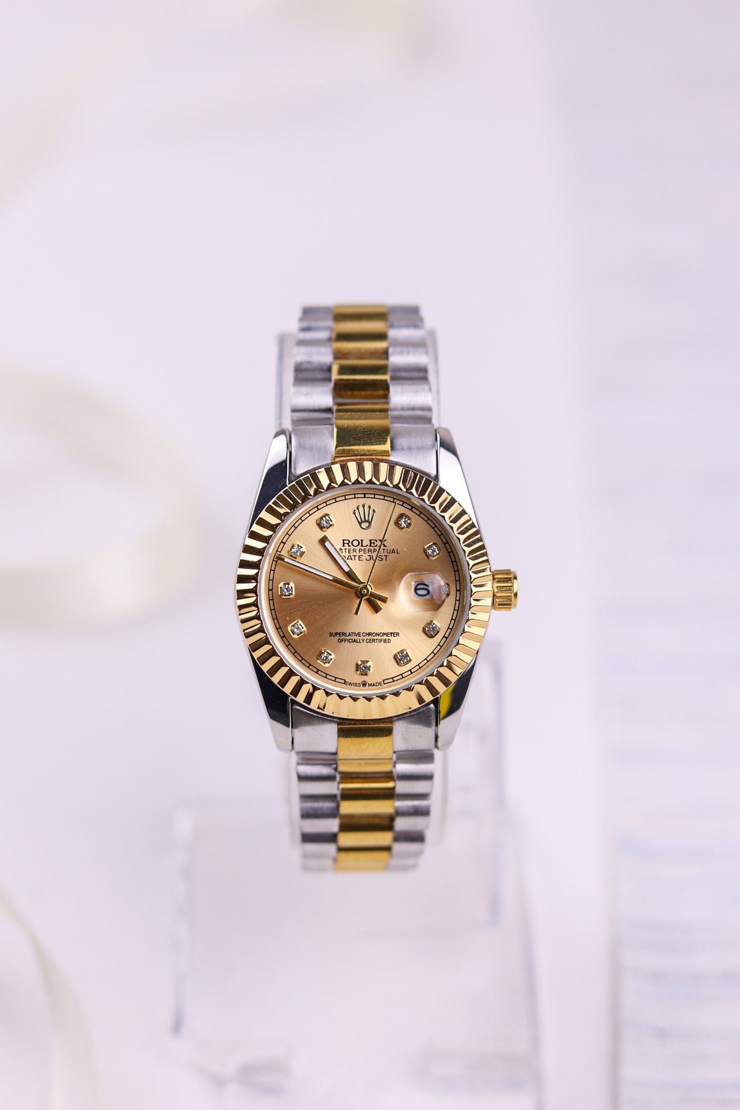 Rol-ex Golden Jubilee DateJust Women Watch - Fluted Bezel