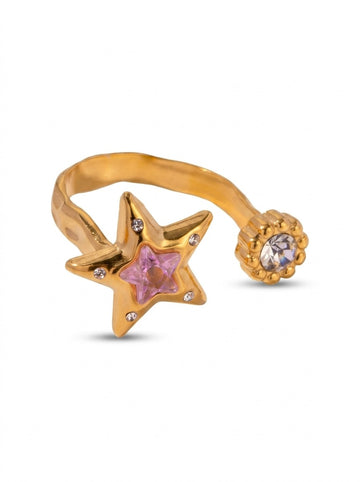 Lilac Star Pearl Adjustable Ring