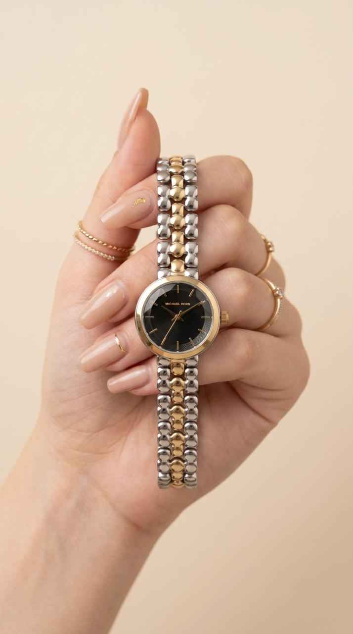 MK Darci Two Tone Women Watch - Black Dial