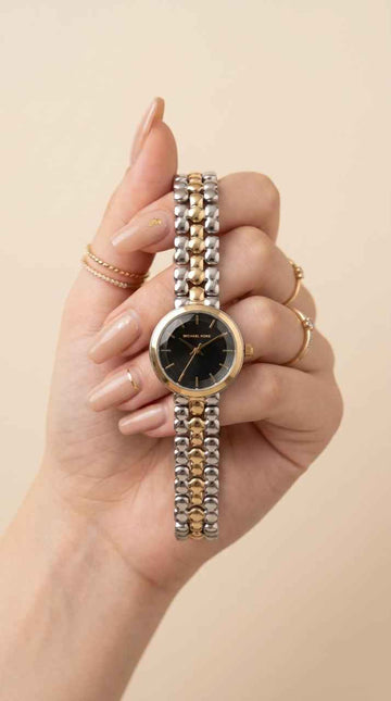 MK Darci Two Tone Women Watch - Black Dial