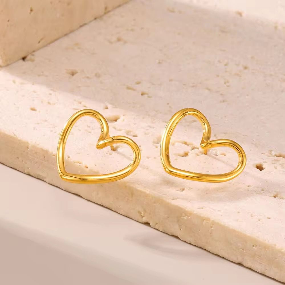 Gold Plated Open Heart Earring