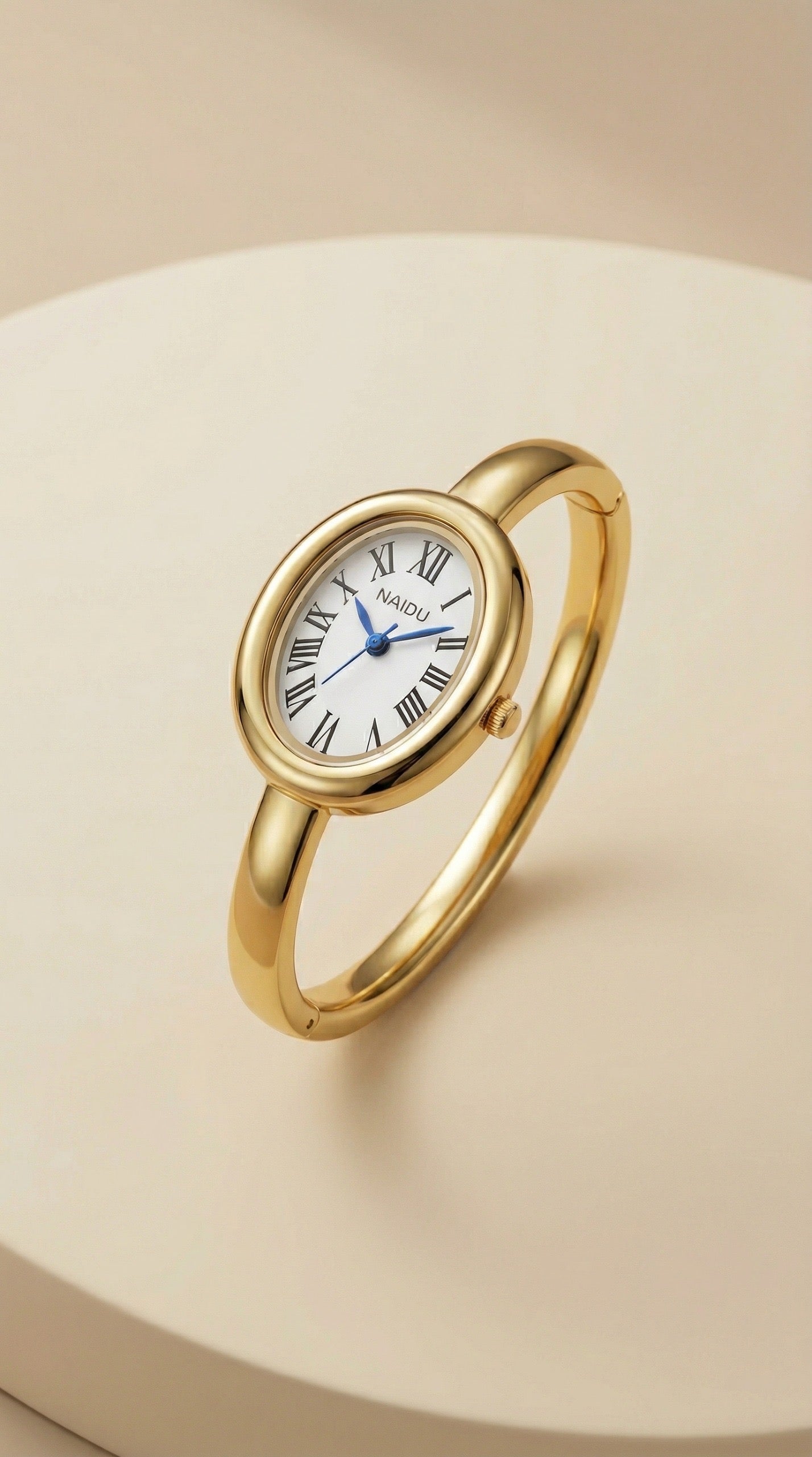 Golden Watch Bangle - White Dial