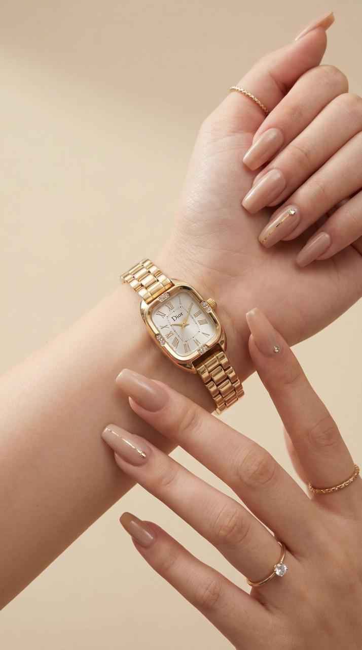 Dior Square Golden Minimalist Women Watch