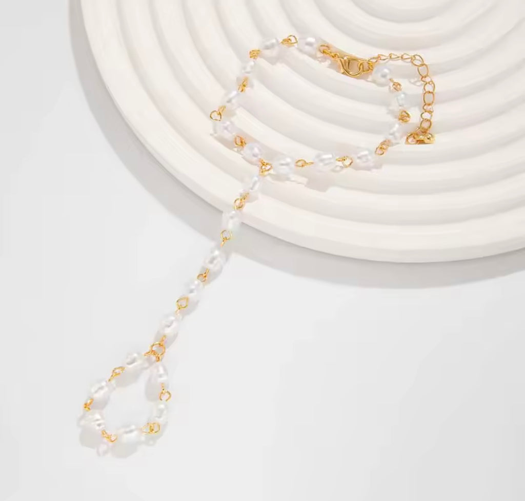 White Pearl Finger Bracelet