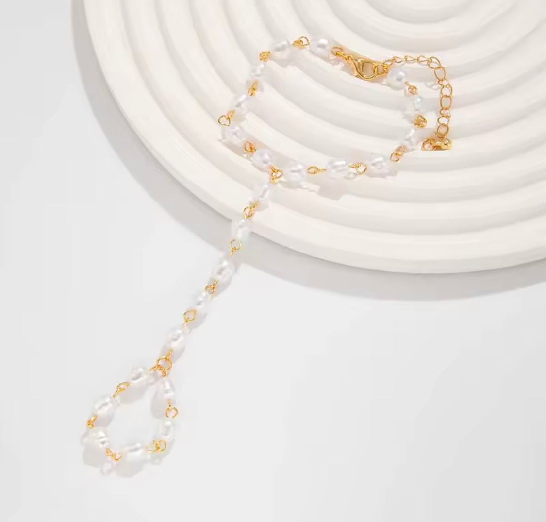 White Pearl Finger Bracelet | Elegant Hand Jewellery Pakistan