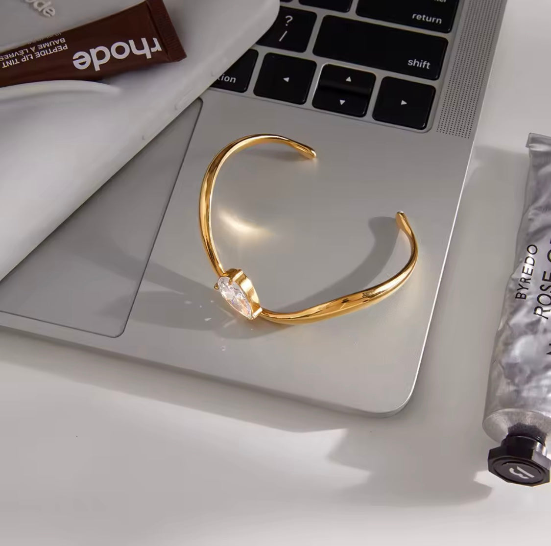 Pear Shape Solitaire Bangle
