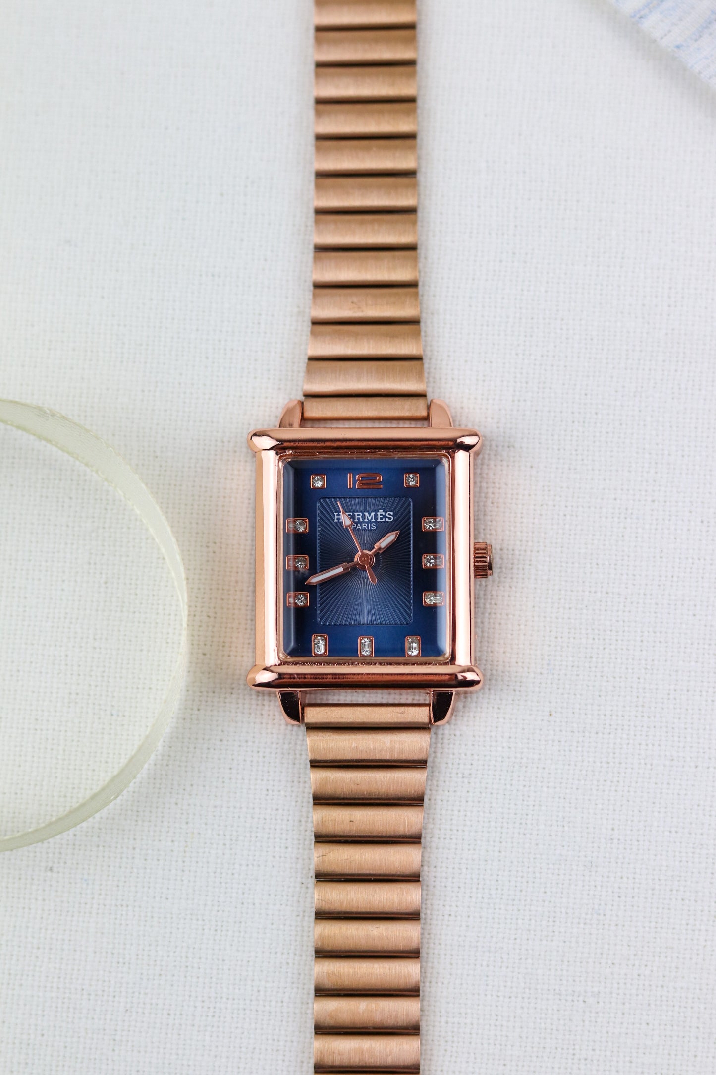 Hermes Blue Square Sparkle Watch