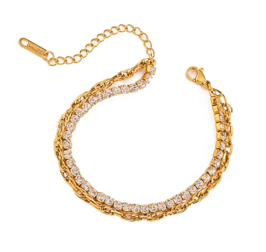 Double-Layered Rhinestone Bracelet