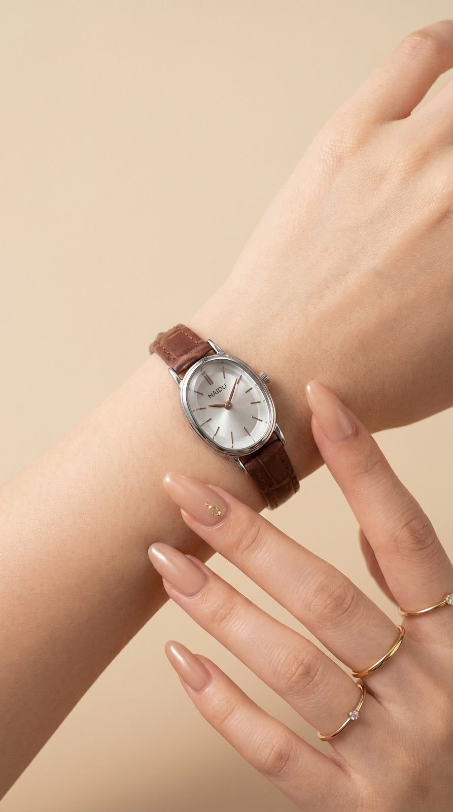 Naidu Vintage Croc Women Strap Watch - Brown