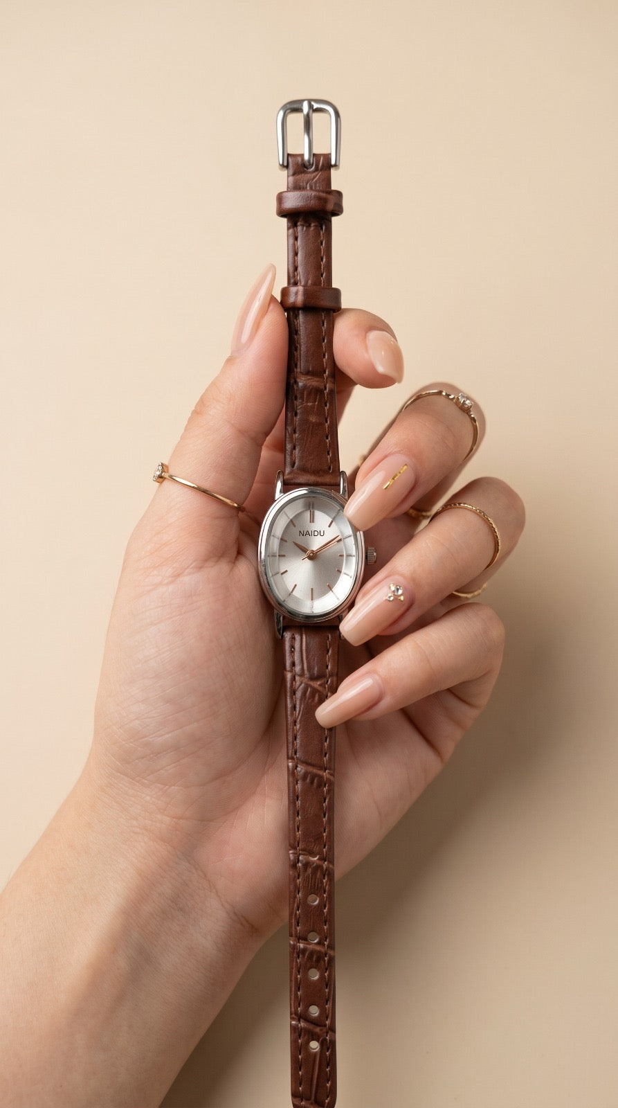 Naidu Vintage Croc Women Strap Watch - Brown