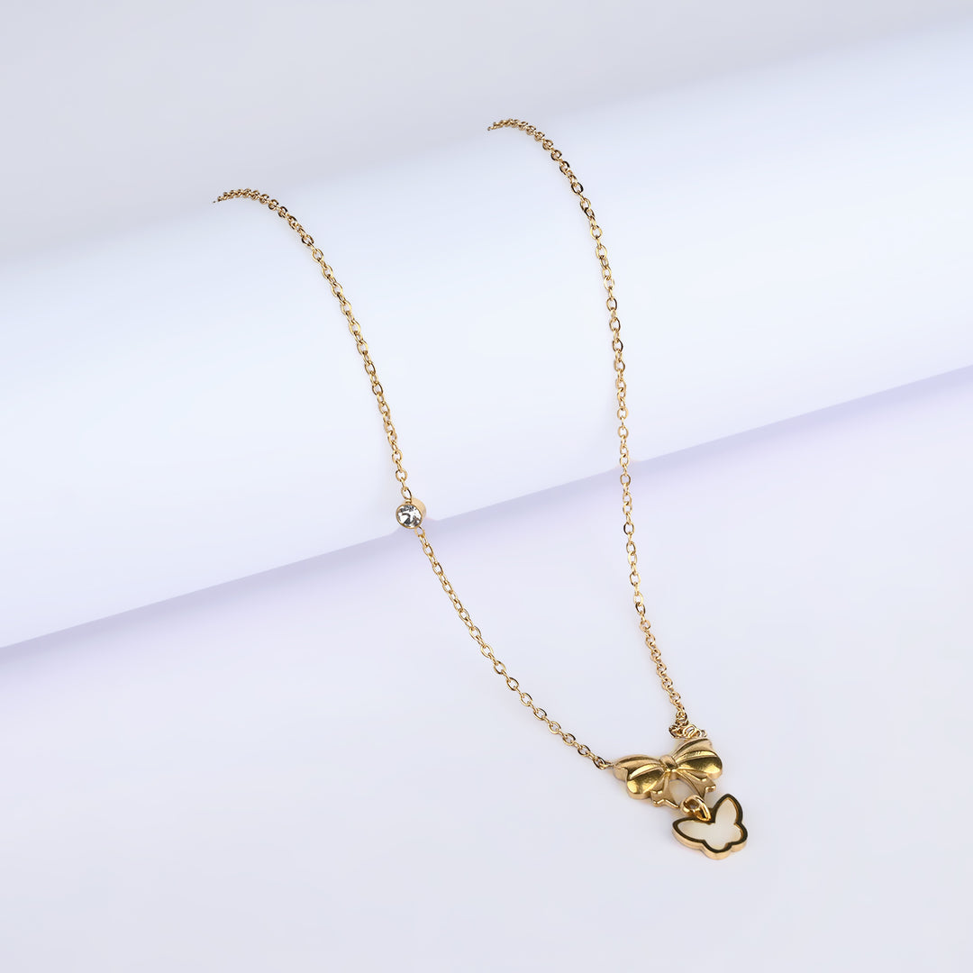 Gold Plated Bow Necklace