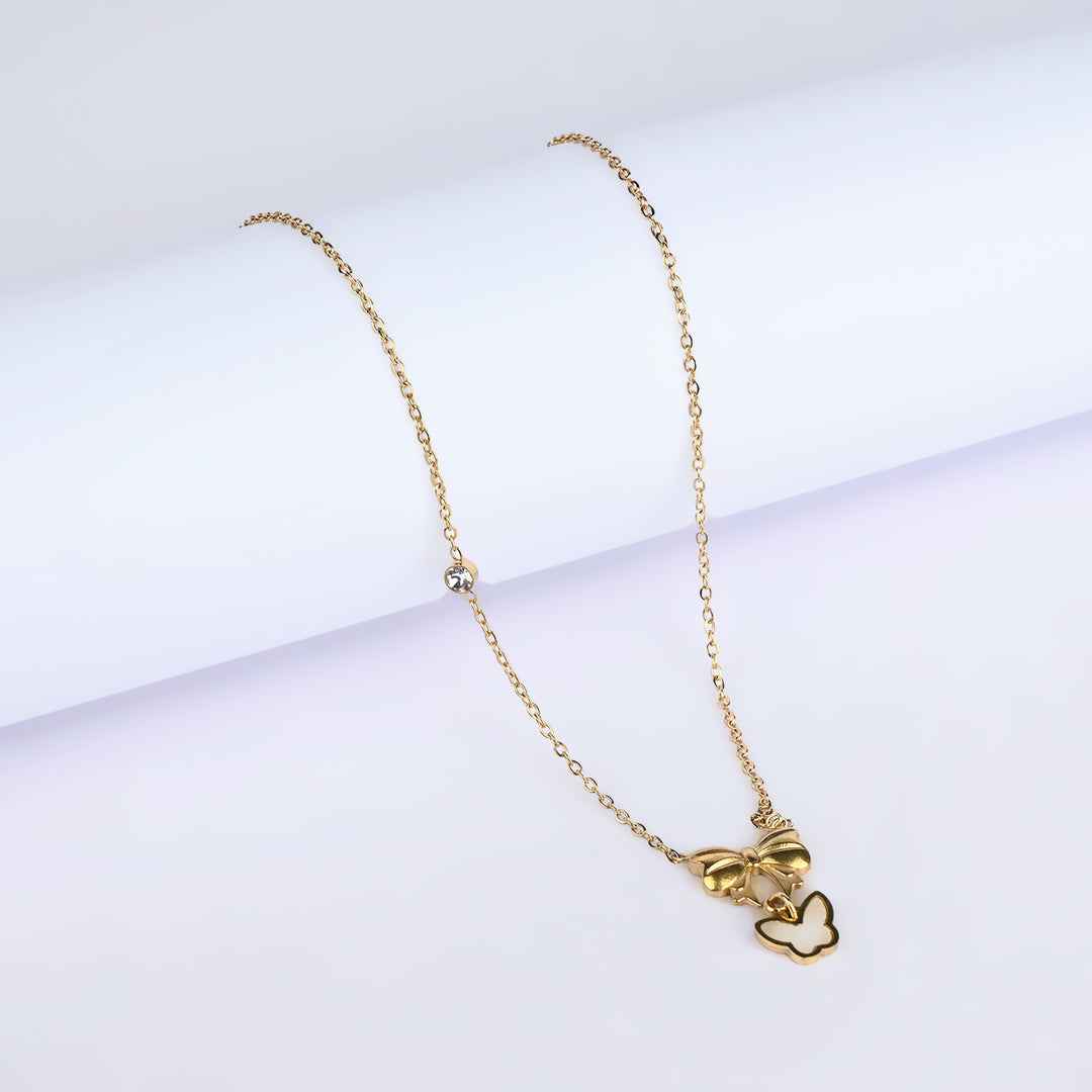 Gold Plated Bow Necklace