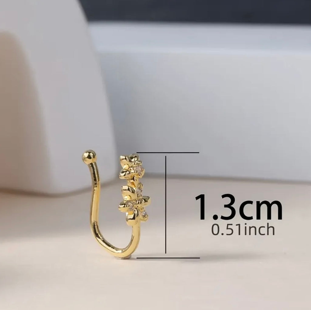 Dual Flower Pearl Nose Ring