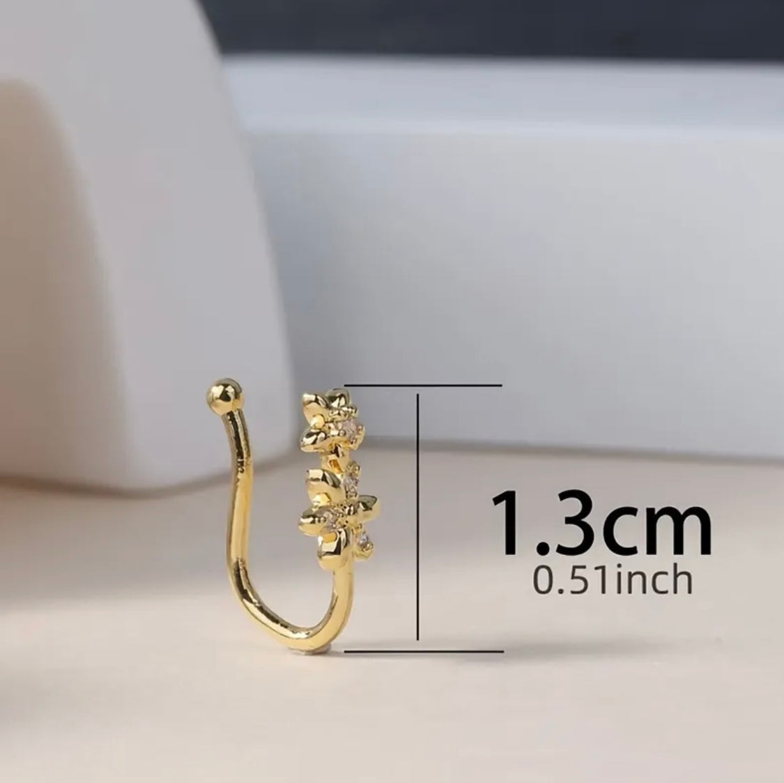 Dual Flower Pearl Nose Ring – Floral Stainless Steel Nose Ring for Women in Pakistan