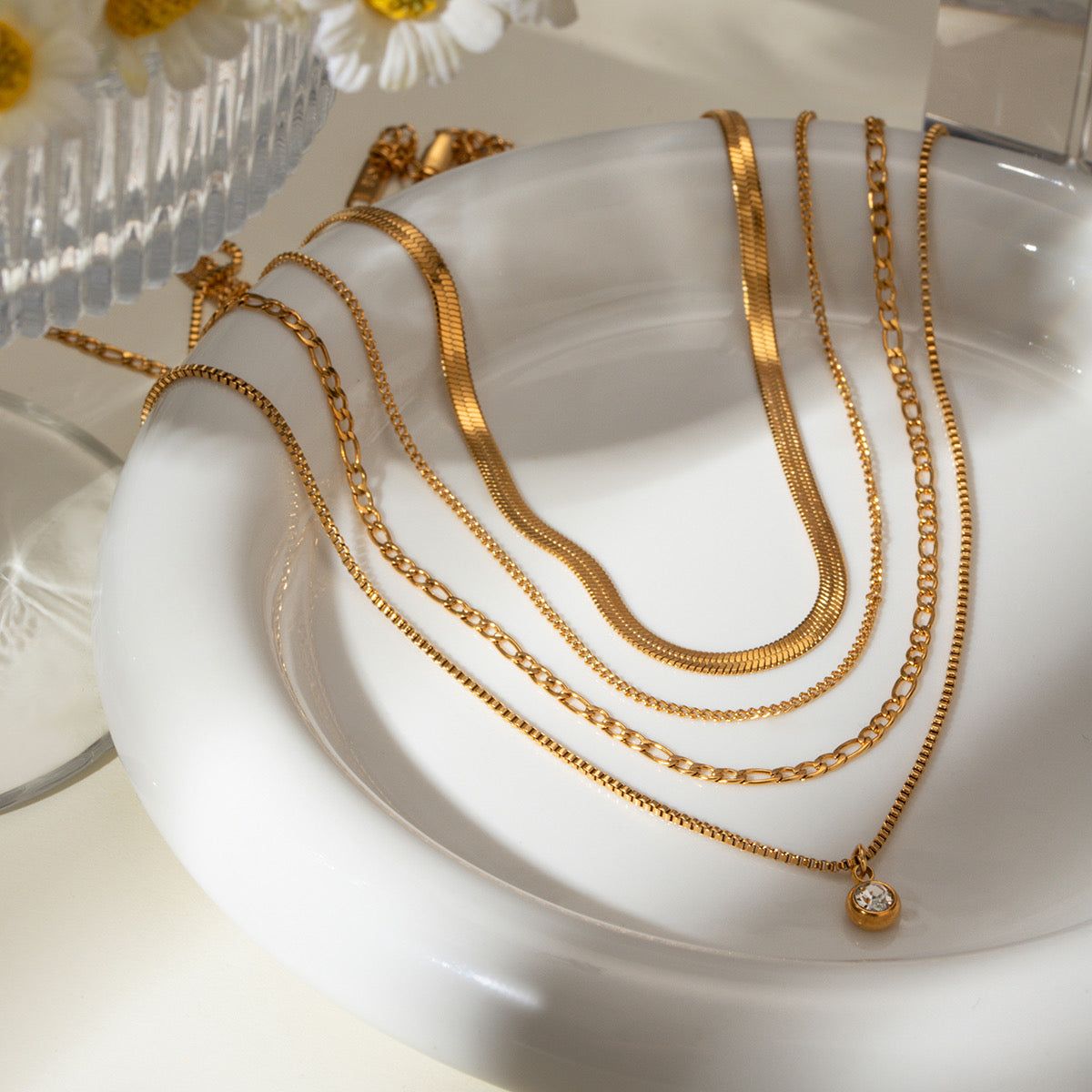 Four Layered Gem Necklace