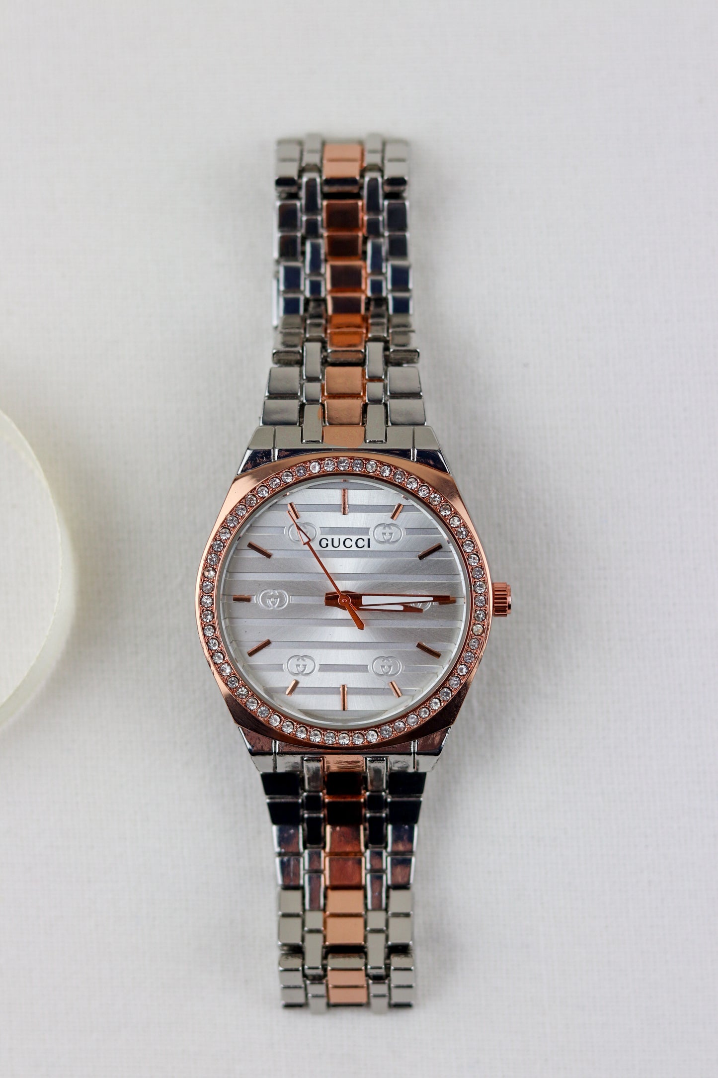 Gucci Glamour Rose Gold & Steel Watch