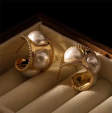 Everglow Pearl Hoop Earrings | Pearl Earrings Pakistan