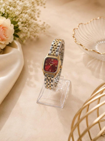 Sunliflex Burgundy Vintage Square Women's Watch
