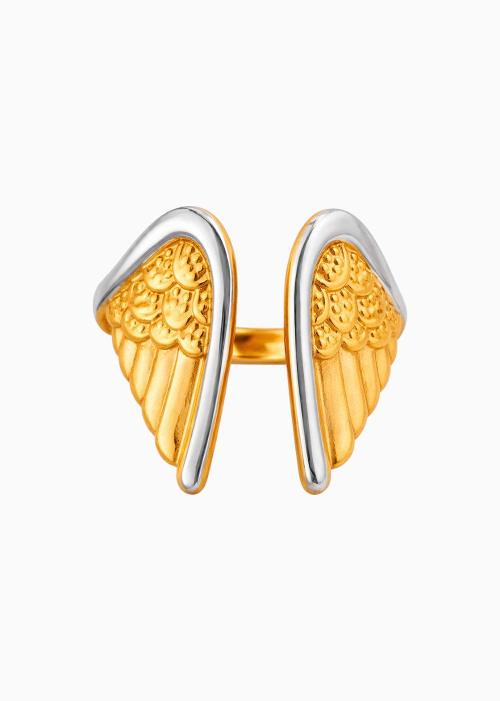 Two-Tone Feather Adjustable Ring