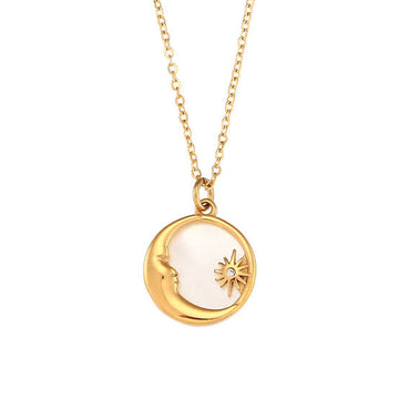 Gold Moon Star Necklace