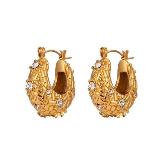 Chunky Gold Woven Hoop Earrings