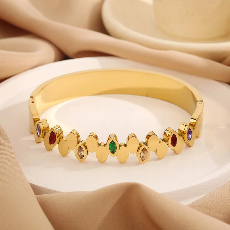 Gold Multicolor Zircon Bangle