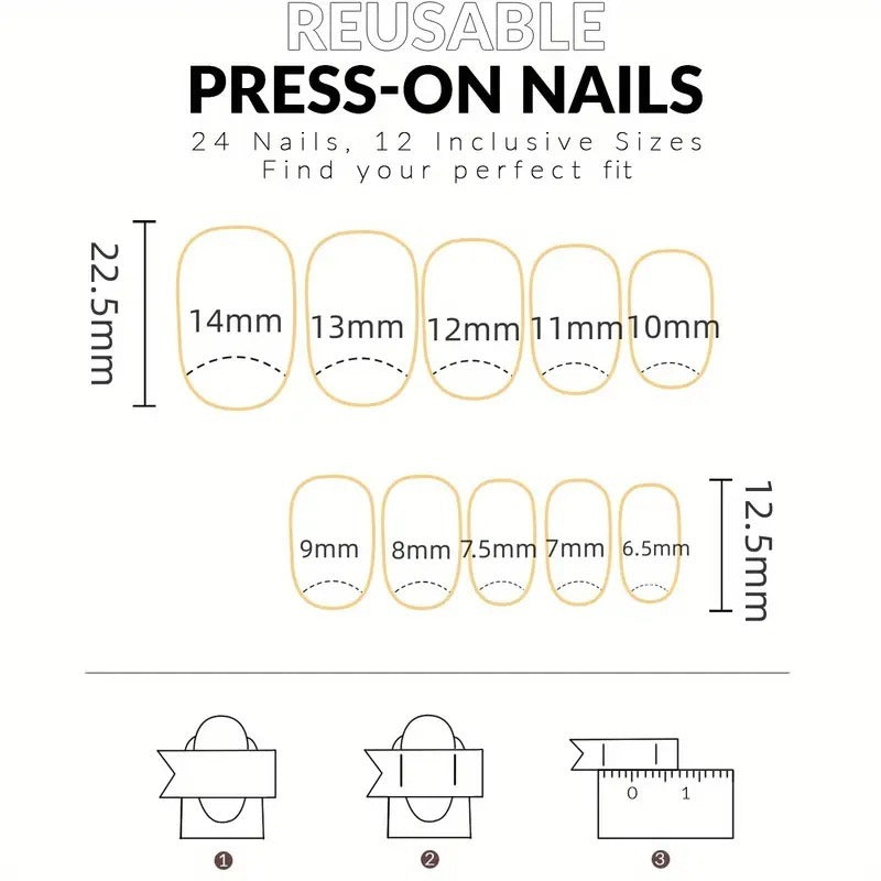 24pcs Glossy Medium Oval Fake Nails