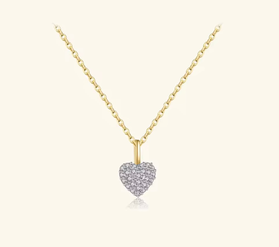 Silver Stone Heart Necklace – Anti-Tarnish Stainless Steel Heart Pendant Necklace Pakistan