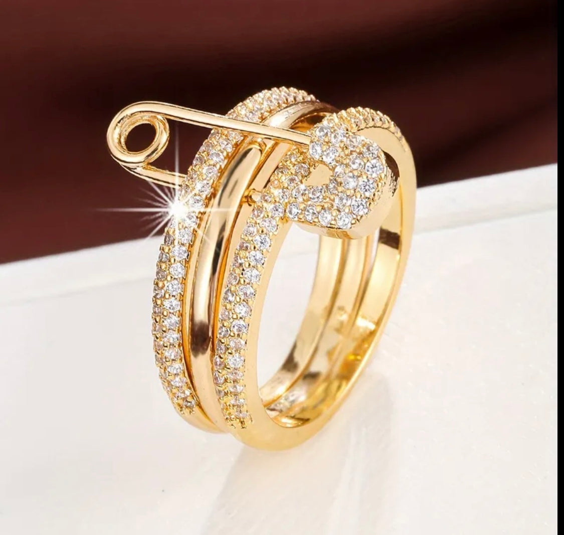 Triple-Layer Gold Ring