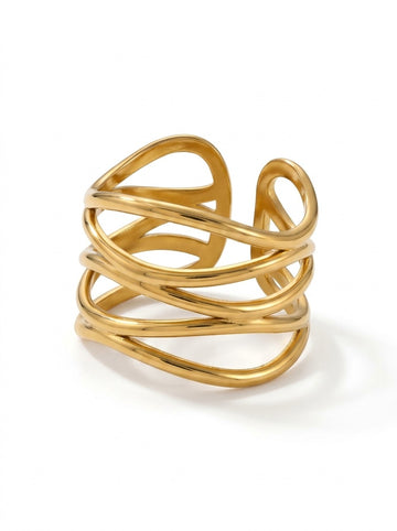 Avyana Layered Lines Adjustable Ring