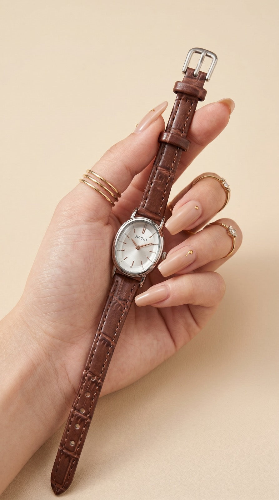 Naidu Vintage Croc Women Strap Watch - Brown