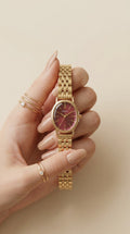 Naidu Burgundy Oval Women Watch