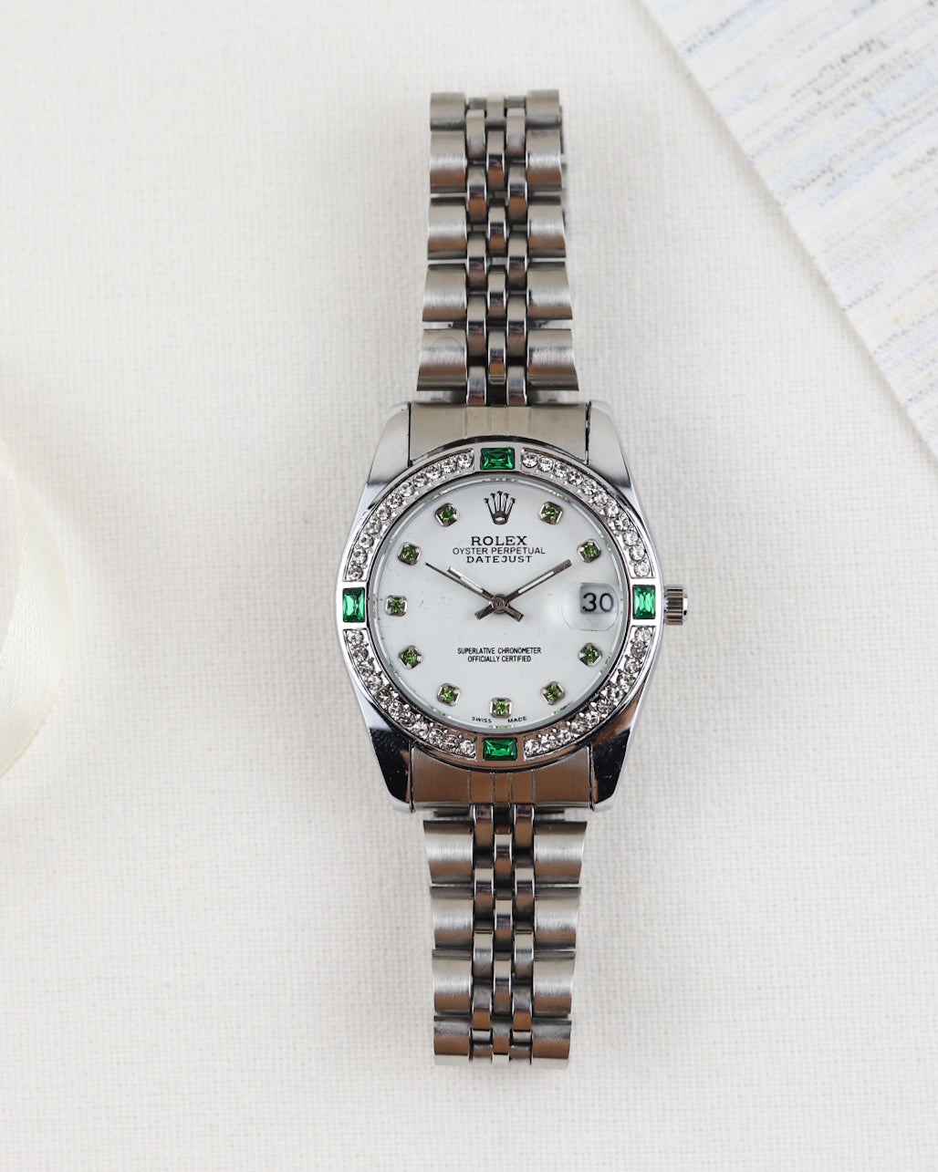 Ro-lex Lady Datejust Emerald Watch