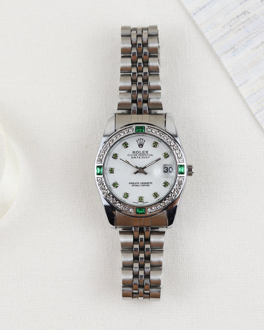 Ro-lex Lady Datejust Emerald Watch