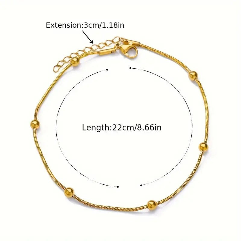 Stainless Steel Bead Decor Anklet
