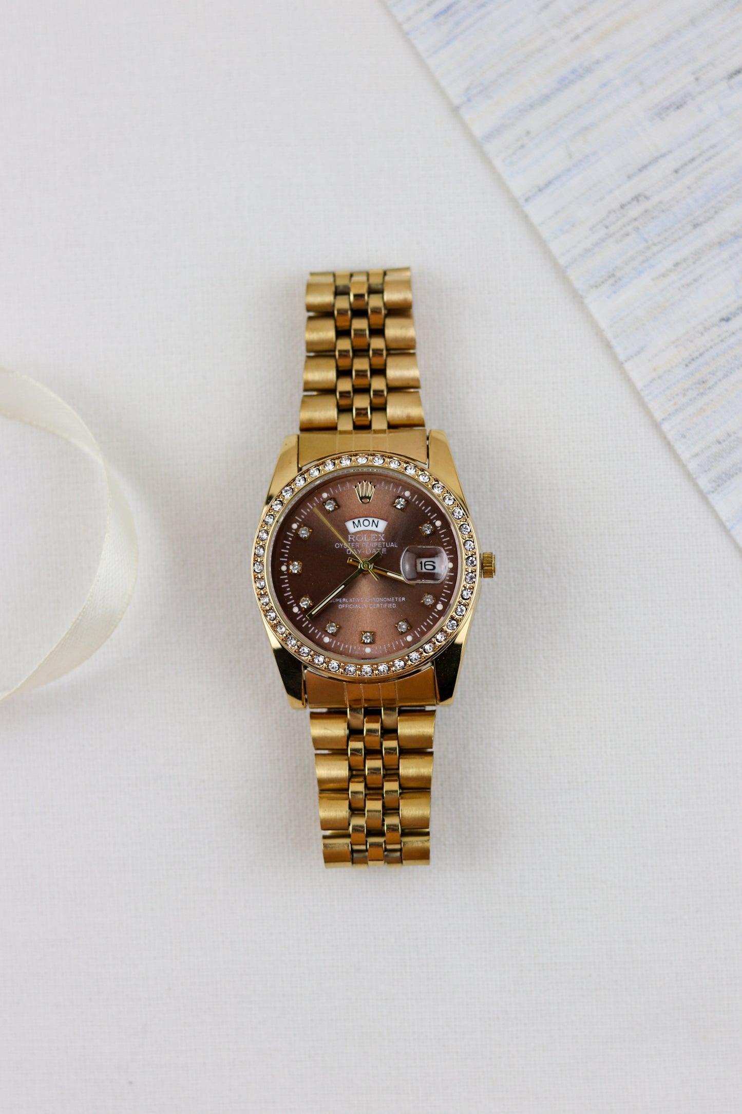 Ro-lex Chocolate Diamond Watch