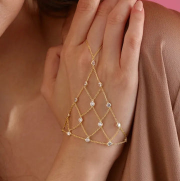Mesh Band Finger Bracelet – 18K Gold Plated Finger Bracelet for Women in Pakistan