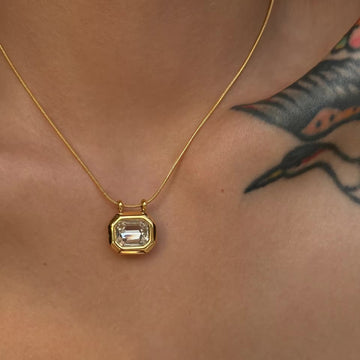 Crystal Bezel Solitaire Pendant Necklace