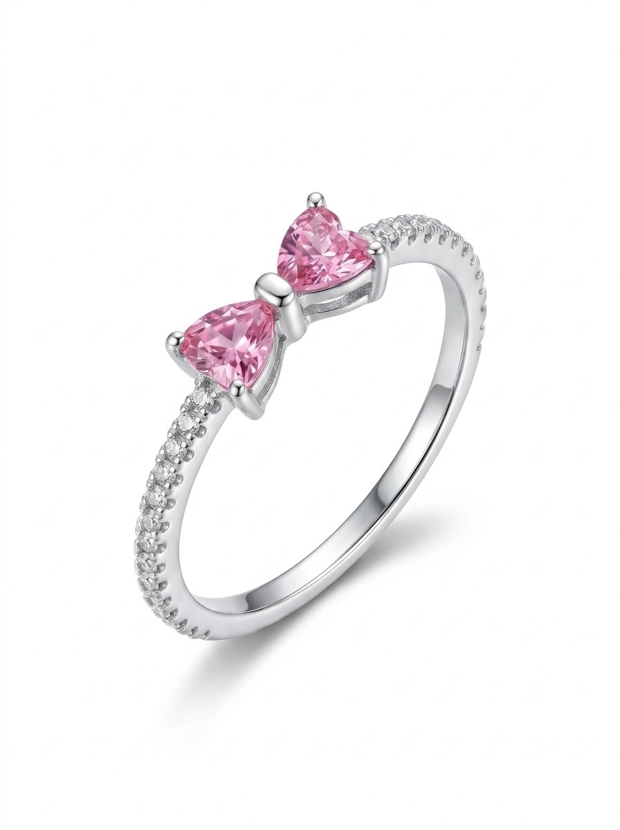 Silver Pink Bow Ring | Cute Bow Ring for Women Pakistan