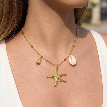 StarFish & SeaShell Pendant Necklace